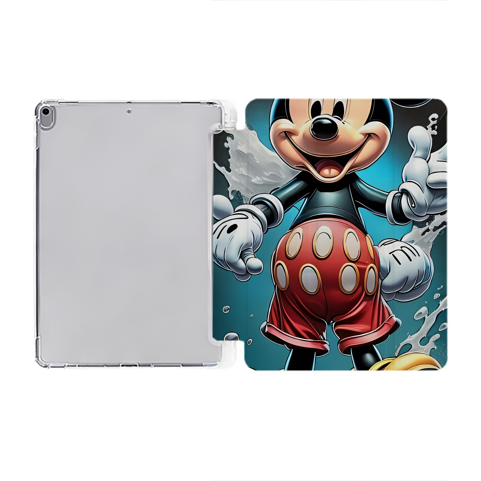 ミッキーマウス Mickey Mouse IPad ケース ペン収納付き 三つ折りスタンド PUレザー×シリコン 対応機種9.5/10.5/10.9インチ